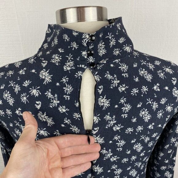 Ottod'Ame Dress 8 Womens Dark Gray Print Long Sleeves Mini High Neck Lined - Picture 6 of 10